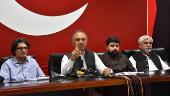 PTI party secretary general Omar Ayub holds press conference in Islamabad