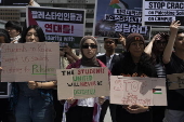 Protestors attend pro-Palestinian rally in Seoul