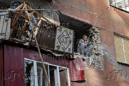 Aftermath of a Russian military strike in Kherson