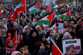 People demonstrate in support of Palestinians in Gaza, in Istanbul