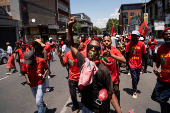 Members of the Economic Freedom Fighters (EFF) protest in Johannesburg