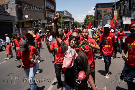 Members of the Economic Freedom Fighters (EFF) protest in Johannesburg