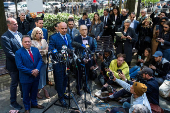 Arthur Aidala, attorney of Harvey Weinstein, speaks during a press conference at Collect Pond Park near Manhattan Criminal Court in New York