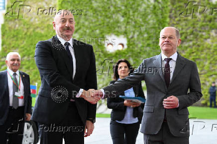 German Chancellor Scholz and Azerbaijan's President Aliyev hold a press conference at the Chancellery in Berlin