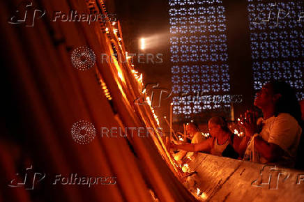 People pay homage to Brazil's patron saint at Cathedral Basilica of the National Shrine of Our Lady Aparecida