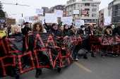 Protest honouring Frosina Kulakova, a young woman killed by a drunk driver in Skopje