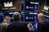 Rubrik Inc.?s IPO on the floor at the NYSE in New York