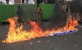 Houthi supporters protest againt the US and Israel in Sana'a