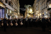 Christmas lights switched on at Rue Faubourg Saint-Honore in Paris