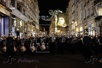 Christmas lights switched on at Rue Faubourg Saint-Honore in Paris