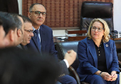 German Minister of Economic Cooperation and Development Svenja Schulze visits al-Mujtahid Hospital in Damascus