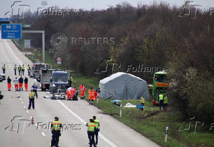 Coach crash on the A9 motorway near Leipzig