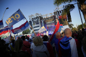 Uruguay's centre-left presidential candidate Yamandu Orsi holds his closing campaign rally, in Las Piedras