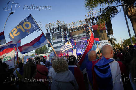 Uruguay's centre-left presidential candidate Yamandu Orsi holds his closing campaign rally, in Las Piedras