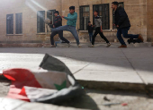 Students in a classroom after authorities announced the reopening of schools, in Damascus