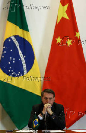 O presidente Jair Bolsonaro durante reunio da cpula do Brics