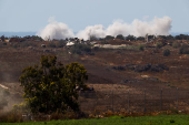 Smoke rises due to an explosion inside the Gaza Strip