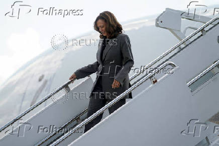 Democratic presidential nominee and U.S. Vice President Kamala Harris arrives in Marietta