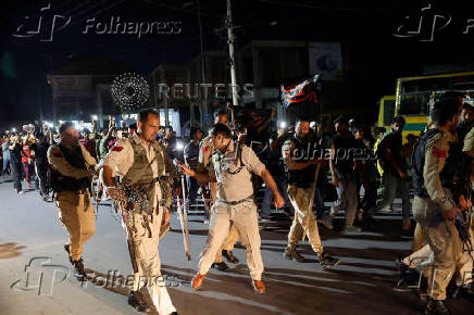 Kashmiri Shia Muslims protest against Israel following the killing of Hezbollah leader Nasrallah in an Israeli airstrike in Beirut, in Srinagar