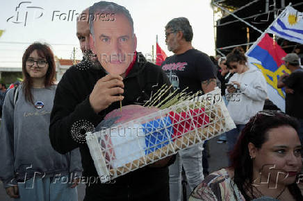 Uruguay's centre-left presidential candidate Yamandu Orsi holds his closing campaign rally, in Las Piedras