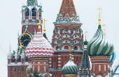 A view shows St. Basil?s Cathedral and Kremlin tower in Moscow