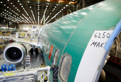 FILE PHOTO: Boeing's new 737 MAX-9 is pictured under construction at their production facility in Renton, Washington