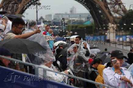 Preparativos para a cerimnia de abertura dos Jogos  de Paris