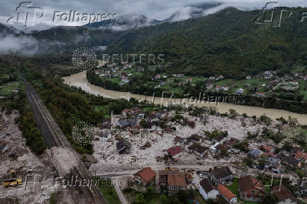 Aftermath of deadly floods and landslides in a village of Donja Jablanica