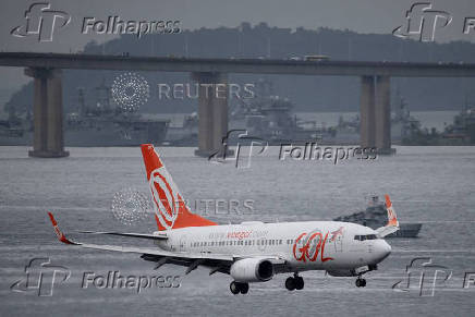 FILE PHOTO: A Boeing 737 airplane of Brazilian airlines GOL Linhas Aereas prepares to land at Santos Dumont airport in Rio de Janeiro