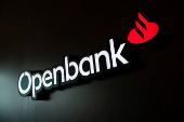 The logo of Openbank is pictured in Mexico City