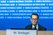 Swiss National Bank (SNB) governing board vice chairman Martin Schlegel attends the annual general meeting in Bern