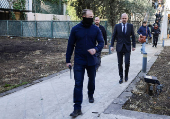 French Foreign Minister Jean-Noel Barrot walks as he visits the French Embassy in Damascus