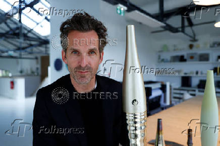Olympic cauldron and torch designer Mathieu Lehanneur at his workshop near Prais