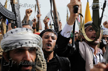 FILE PHOTO: Protesters rally to show solidarity with Palestinians in the Gaza Strip, in Sanaa