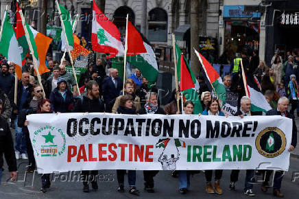 Demonstration in support of Palestinians in Gaza, in Dublin