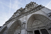 French President Macron visits Notre-Dame in Paris