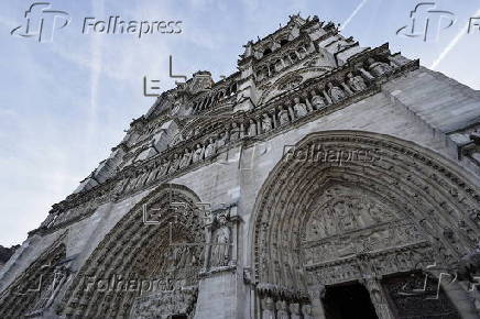 French President Macron visits Notre-Dame in Paris