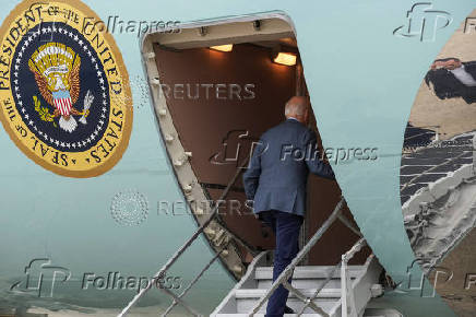 U.S. President Biden boards Air Force One at Joint Base Andrews