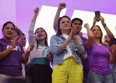 Vice-presidential candidate Maria Jose Pinto starts campaigning for presidential election in Quito