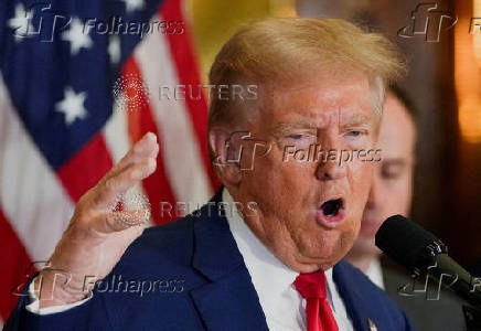 FILE PHOTO: Trump speaks during a press conference, in New York City