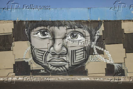 Grafite indgena no Complexo Virio Gilberto Mestrinho, em Manaus (AM)