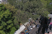 Vista de drone da feira de antiguidades da Praa Benedito Calixto