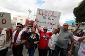 Tunisia's Free Destourian Party supporters protest for release of party leader Abir Moussi