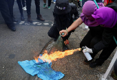 Demonstrators take part in a rally to mark International Safe Abortion Day, in Bogota