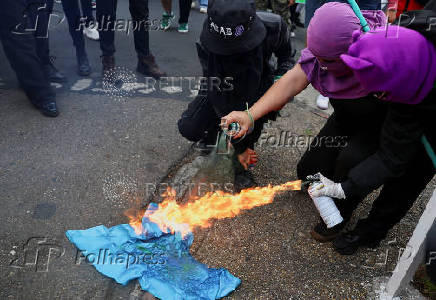 Demonstrators take part in a rally to mark International Safe Abortion Day, in Bogota