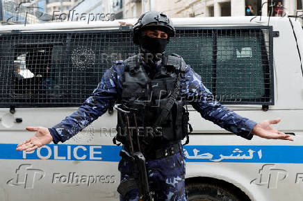 Palestinians demonstrate against Jenin camp shooting between security forces and militants, in Jenin