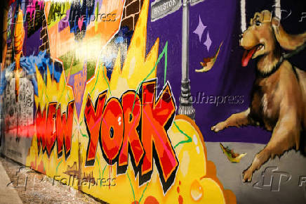 Vista do famoso Bowery Mural em Nova York, nos Estados Unidos