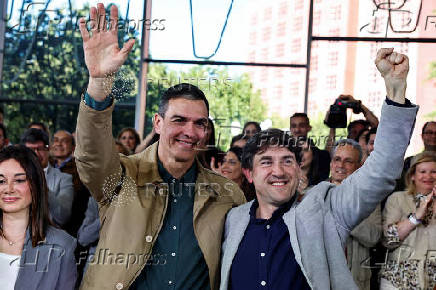 Spain's Prime Minister Sanchez supports Socialist candidate Andueza ahead of Basque regional elections