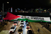Despliegan una bandera gigante de Palestina en la previa del juego Millonarios-Palestino