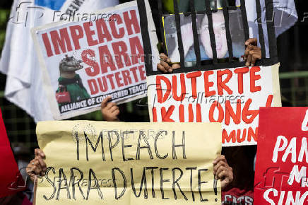 Philippines' leftist group holds protest to call for vice-president's ouster